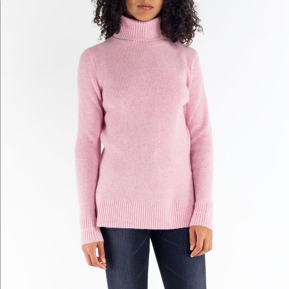 GANNI ribbed merino wool yak blend turtleneck sweater Small knit pink - Picture 10 of 10